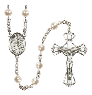 Silver-Plated 6mm Saint Anthony of Padua  Engraved Catholic Rosaries