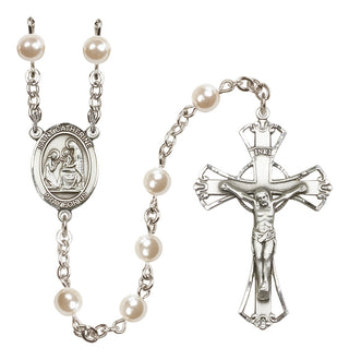 Silver Plated 6mm Faux Pearl Saint Catherine of Siena Rosary