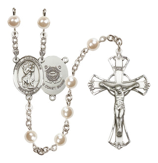 Silver-Plated 6mm Saint Christopher / Coast Guard Rosary