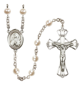 Silver-Plated 6mm Saint Dorothy  Engraved Catholic Rosaries