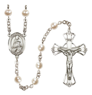 Silver-Plated 6mm Saint Daniel  Engraved Catholic Rosaries