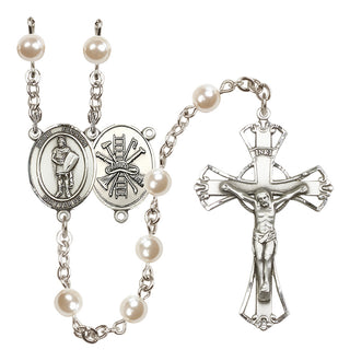 Silver-Plated 6mm Saint Florian/Firefighter Rosary
