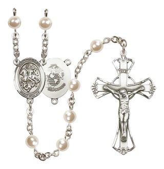Silver-Plated 6mm Saint George / Marines Rosary