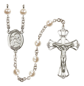 Silver-Plated 6mm Saint Joseph  Engraved Catholic Rosaries