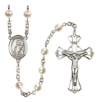 Silver Plated 6mm Faux Pearl Saint Lucia of Syracuse Rosary