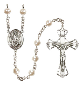 Silver Plated 6mm Faux Pearl Saint Lazarus Rosary