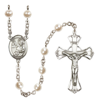 Silver Plated 6mm Faux Pearl Saint Mark the Evangelist Rosary
