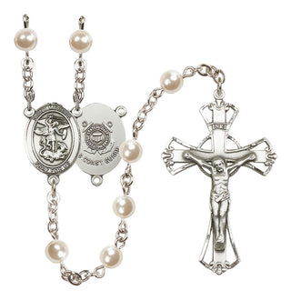 Silver-Plated 6mm Saint Michael / Coast Guard Rosary