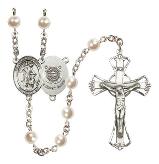 Silver-Plated 6mm Guardian Angel/Coast Guard Rosary