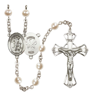 Silver-Plated 6mm Guardian Angel / Nat'l Guard Rosary