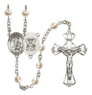 Silver-Plated 6mm Guardian Angel / Navy Rosary