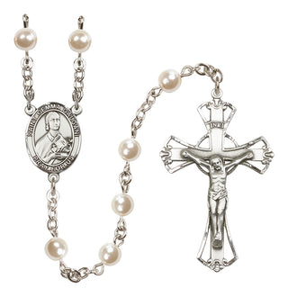 Silver Plated 6mm Faux Pearl Saint Gemma Galgani Rosary