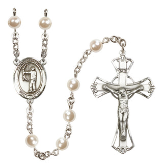 Silver-Plated 6mm Saint Sebastian / Archery Rosary