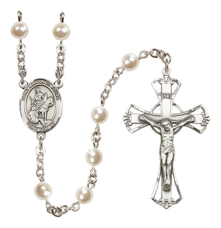 Silver Plated 6mm Faux Pearl Saint Martin of Tours Rosary