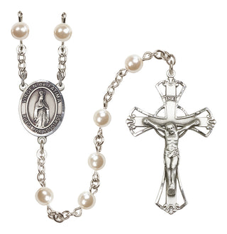 Silver Plated 6mm Faux Pearl Virgen de Fatima Rosary