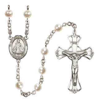 Silver Plated 6mm Faux Pearl Infant of Prague Rosary