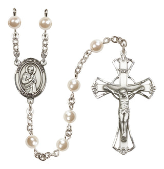 Silver Plated 6mm Faux Pearl Saint Isaac Jogues Rosary