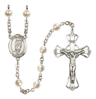 Silver Plated 6mm Faux Pearl Saint Victor of Marseilles Rosary