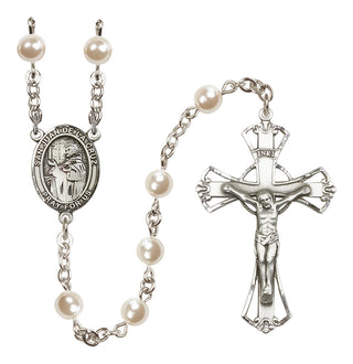 Silver-Plated 6mm San Juan de la Cruz  Engraved Catholic Rosaries