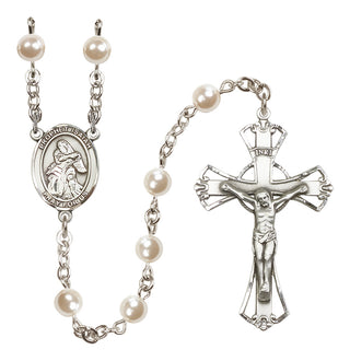 Silver Plated 6mm Faux Pearl Saint Isaiah Rosary