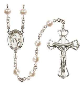 Silver-Plated 6mm Saint Susanna  Engraved Catholic Rosaries