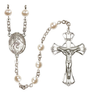 Silver Plated 6mm Faux Pearl Saint Margaret of Cortona Rosary