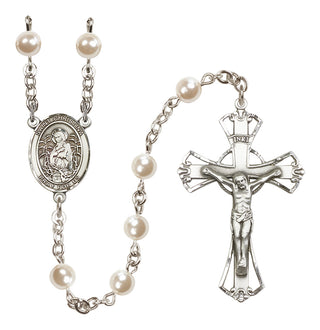 Silver-Plated 6mm Saint Christina the Astonishing  Engraved Catholic Rosaries