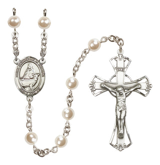 Silver-Plated 6mm Saint Catherine of Sweden  Engraved Catholic Rosaries