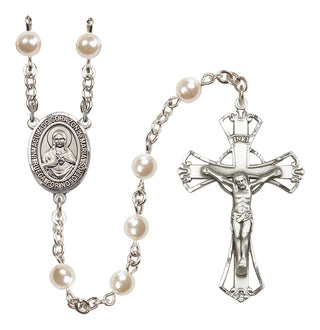 Silver-Plated 6mm Corazon Inmaculado de Maria  Engraved Catholic Rosaries