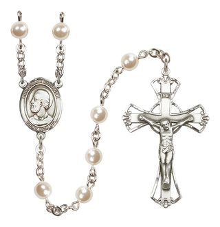 Silver Plated 6mm Faux Pearl Pope Saint Eugene I Rosary