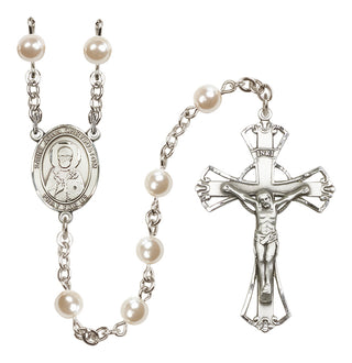 Silver Plated 6mm Faux Pearl Saint John Chrysostom Rosary