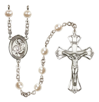 Silver Plated 6mm Faux Pearl Saint Paula Rosary