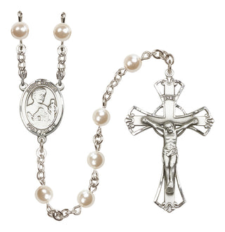 Silver Plated 6mm Faux Pearl Saint Kieran Rosary