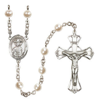 Silver Plated 6mm Faux Pearl Saint Andrew Kim Taegon Rosary