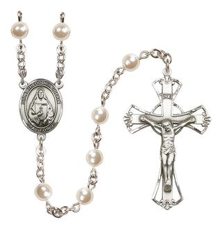 Silver Plated 6mm Faux Pearl Saint Theodora Rosary