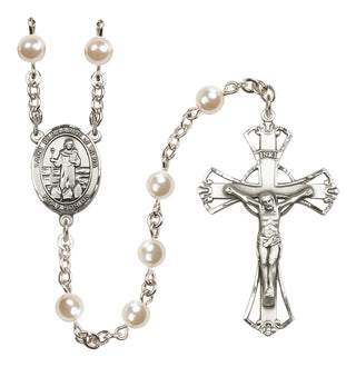 Silver-Plated 6mm Saint Bernadine of Sienna  Engraved Catholic Rosaries