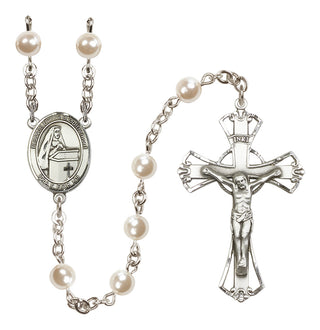 Silver-Plated 6mm Blessed Emilee Doultremont  Engraved Catholic Rosaries
