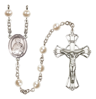 Silver-Plated 6mm Saint Gerald  Engraved Catholic Rosaries