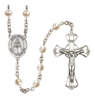 Silver Plated 6mm Faux Pearl Rosa Mystica Rosary