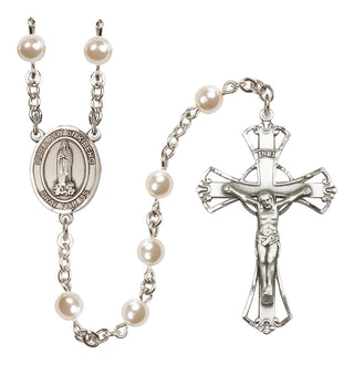Silver Plated 6mm Faux Pearl Our Lady of Kibeho Rosary