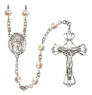 Silver-Plated 6mm Saint Theodore Stratelates  Engraved Catholic Rosaries