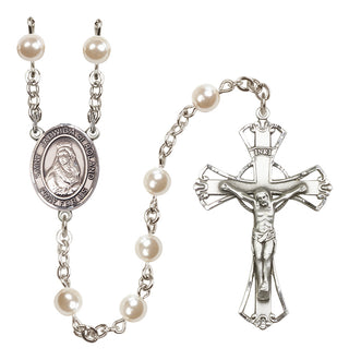 Silver Plated 6mm Faux Pearl Saint Jadwiga of Poland Rosary