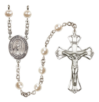 Silver Plated 6mm Faux Pearl Saint Kateri Tekakwitha Rosary