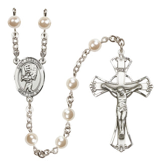 Silver-Plated 6mm Saint Sebastian / Baseball Rosary