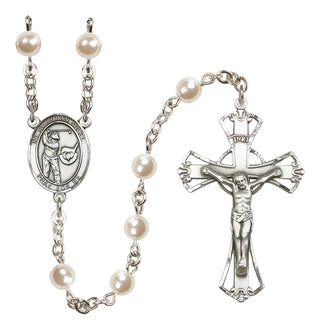 Silver Plated 6mm Faux Pearl Guardian Angel/Golf Rosary