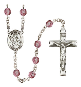 Silver-Plated 6mm Saint Ann  Engraved Catholic Rosaries