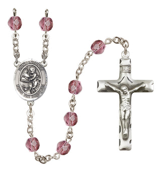 Silver Plated 6mm Fire Polished San Antonio Rosary in Amethyst