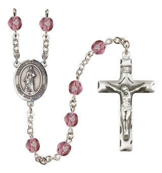 Silver-Plated 6mm Santa Barbara  Engraved Catholic Rosaries