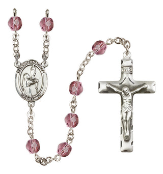 Silver Plated 6mm Fire Polished Saint Bernadette Rosary in Amethyst