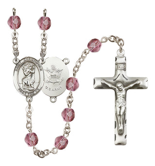 Silver-Plated 6mm Saint Christopher / Army Rosary